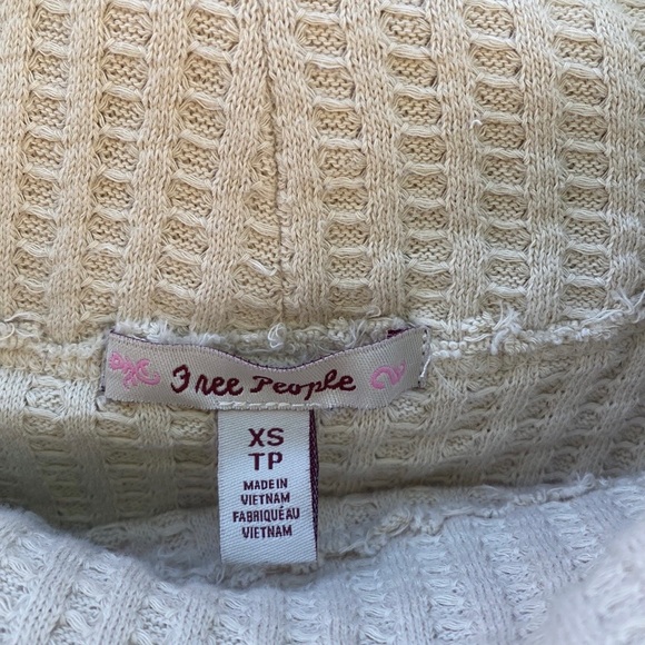 NWT Free People XS Cream Juicy Cowl Neck Long Sleeve Waffle Knit thermal top - Picture 6 of 8